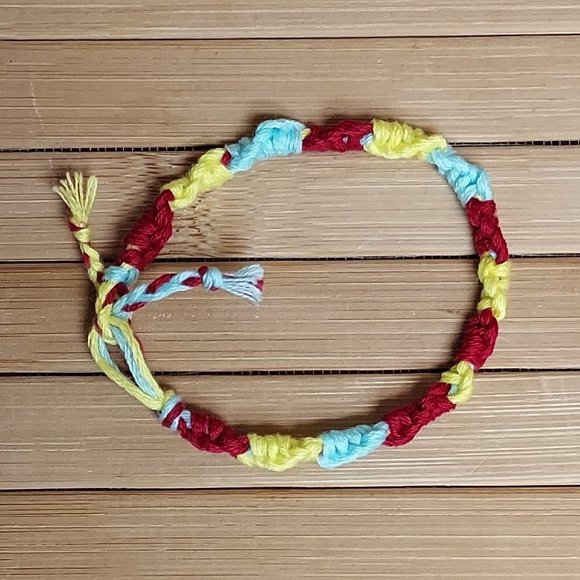 Girls Handmade Embroidery Floss Charm Bracelet, 6" (made by 11 year-old artist). - Picture 1 of 2